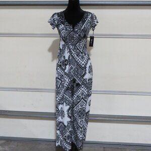BOGO Style & Co short sleeved Bohemian patterned maxi dress lightweight 2 Petite